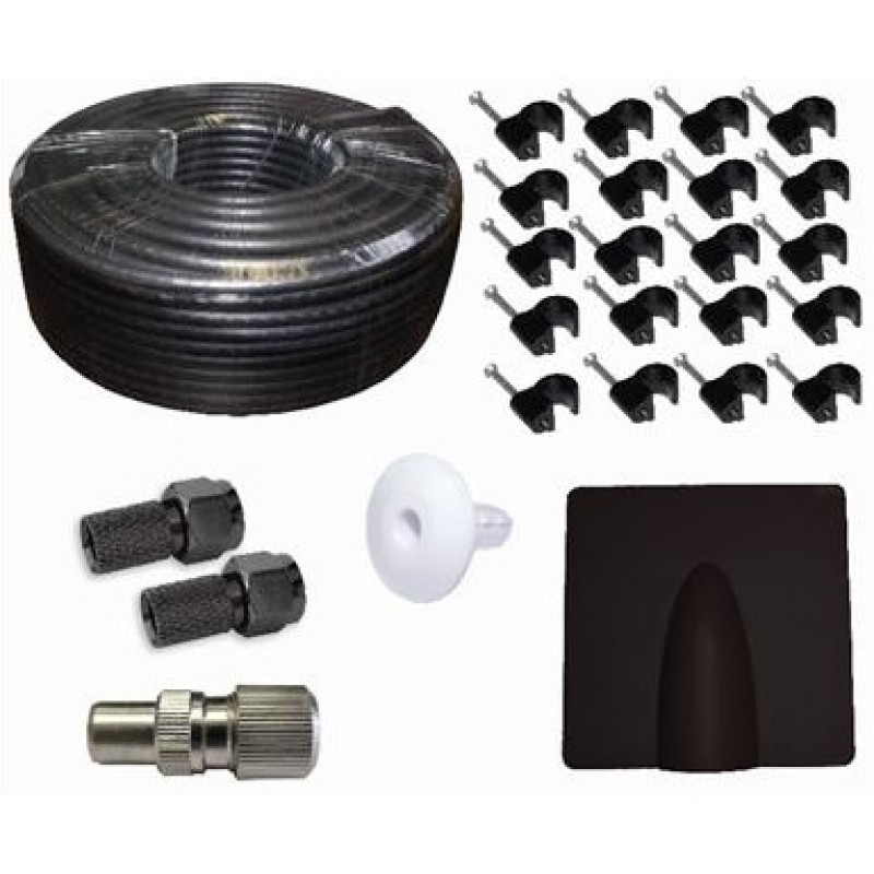 25m Black RG6 TV Aerial and Satellite Cable Kit 25m Black RG6 TV Aerial and Satellite Cable Kit