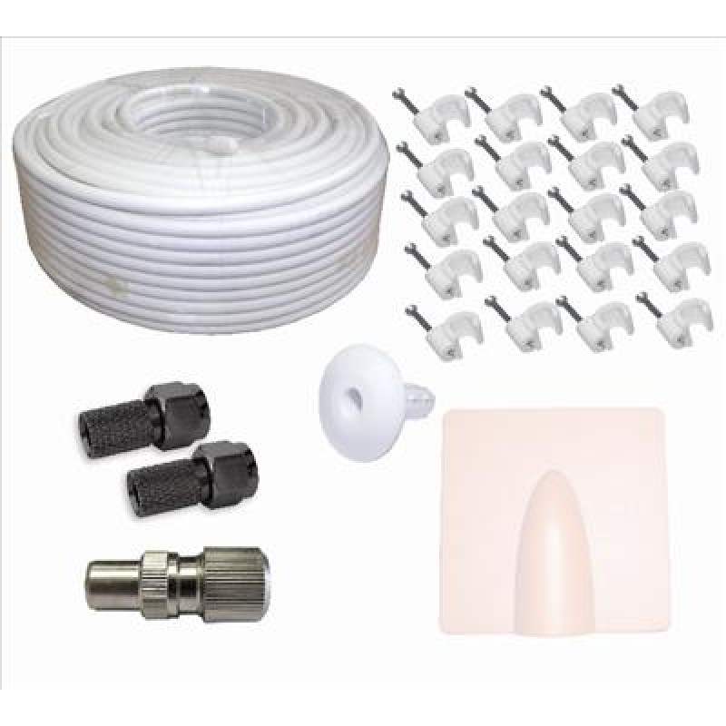25m White RG6 TV Aerial and Satellite Cable Kit 25m White RG6 TV Aerial and Satellite Cable Kit