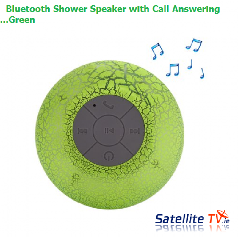 Bluetooth Shower Speaker - Green - Hands-free Call / 400mAh Lithium-ion Battery / Lamp Colour Change