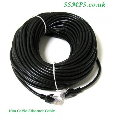 20m CAT 5E Network Lead RJ45 BLACK -  20m Ethernet Patch Cable