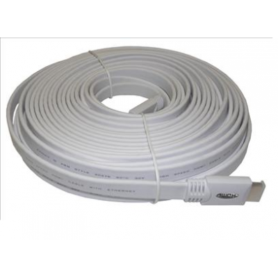 15m Flat White HDMI Cable V2.0 2160P / 3D