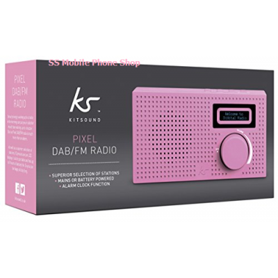 Kitsound Pixel DAB / FM Clock Digital Radio - Pink