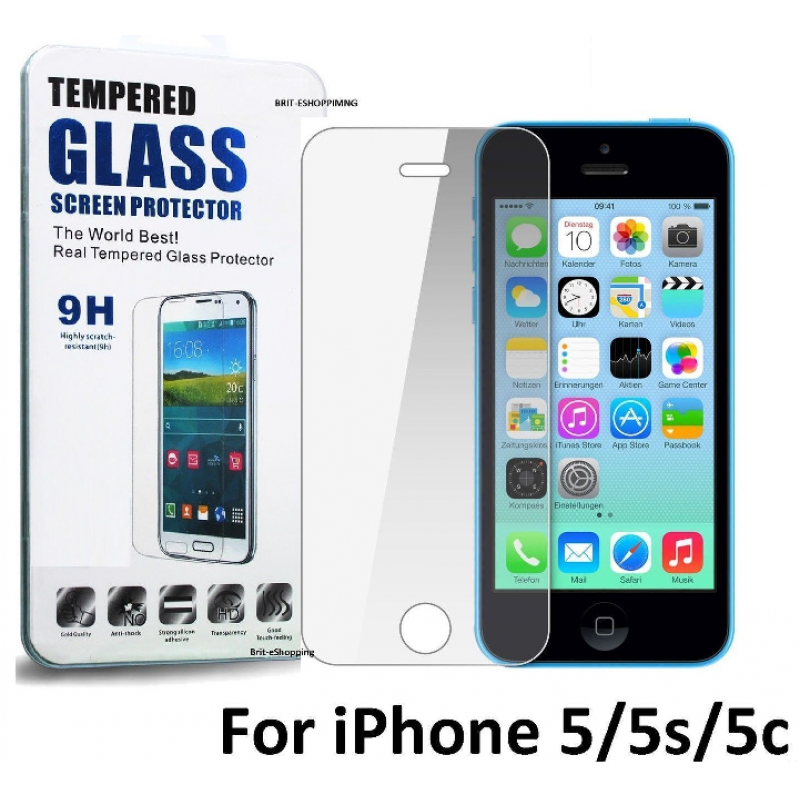 Premium Tempered Glass Screen Protector for Apple iPhone 5, 5S, 5C