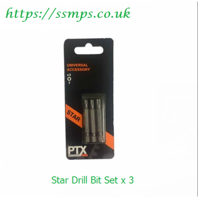 PTX 3 Piece Chrome Vanadium Star ScrewDriver Bits PTX 3 Piece Chrome Vanadium Star ScrewDriver Bits