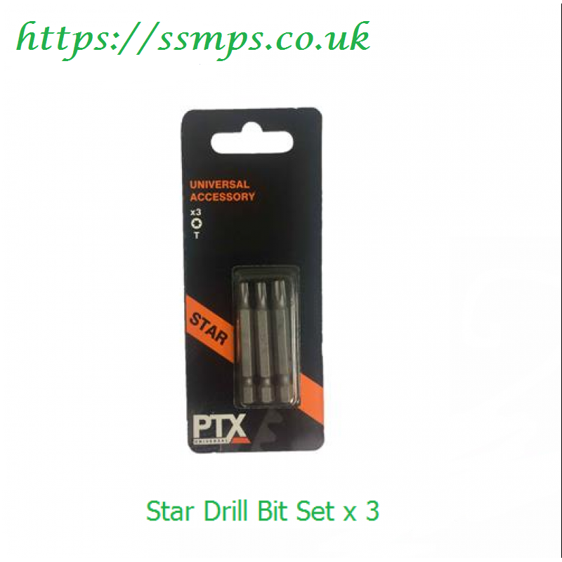 PTX 3 Piece Chrome Vanadium Star ScrewDriver Bits